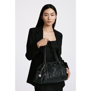 Vintage Giorgio Armani Black Leather Shoulder Bag Y2K Noir Chic Miu Miu Style